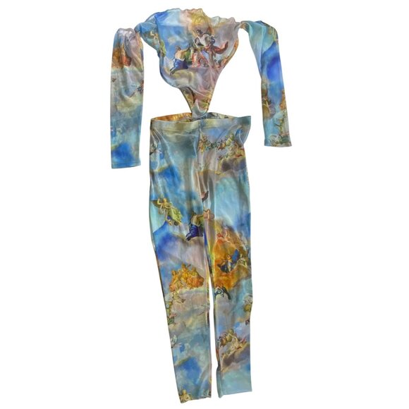 Looking Down On‎ Us Mesh Pant Set By Fashion Nova Size Large Sexy Pastel Bodycon - Picture 2 of 9